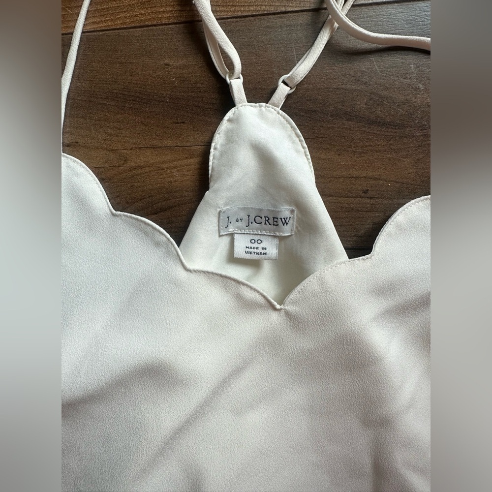 J. by J.Crew Scalloped Cami Tank Top – Ivory, Size 00 - Picture 2 of 5